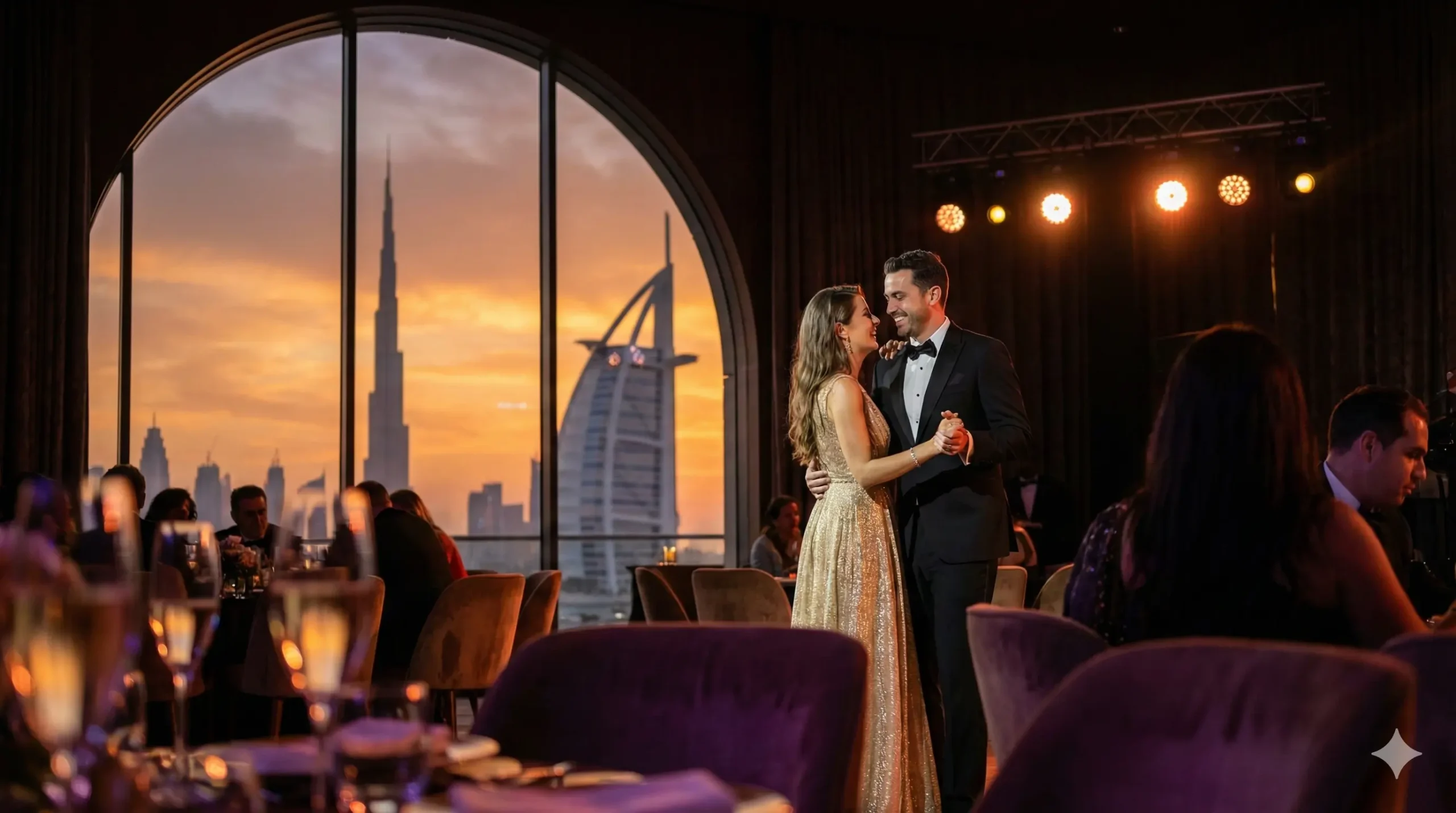 Couples dancing at the Dubai Opera New Year's Eve Gala.
