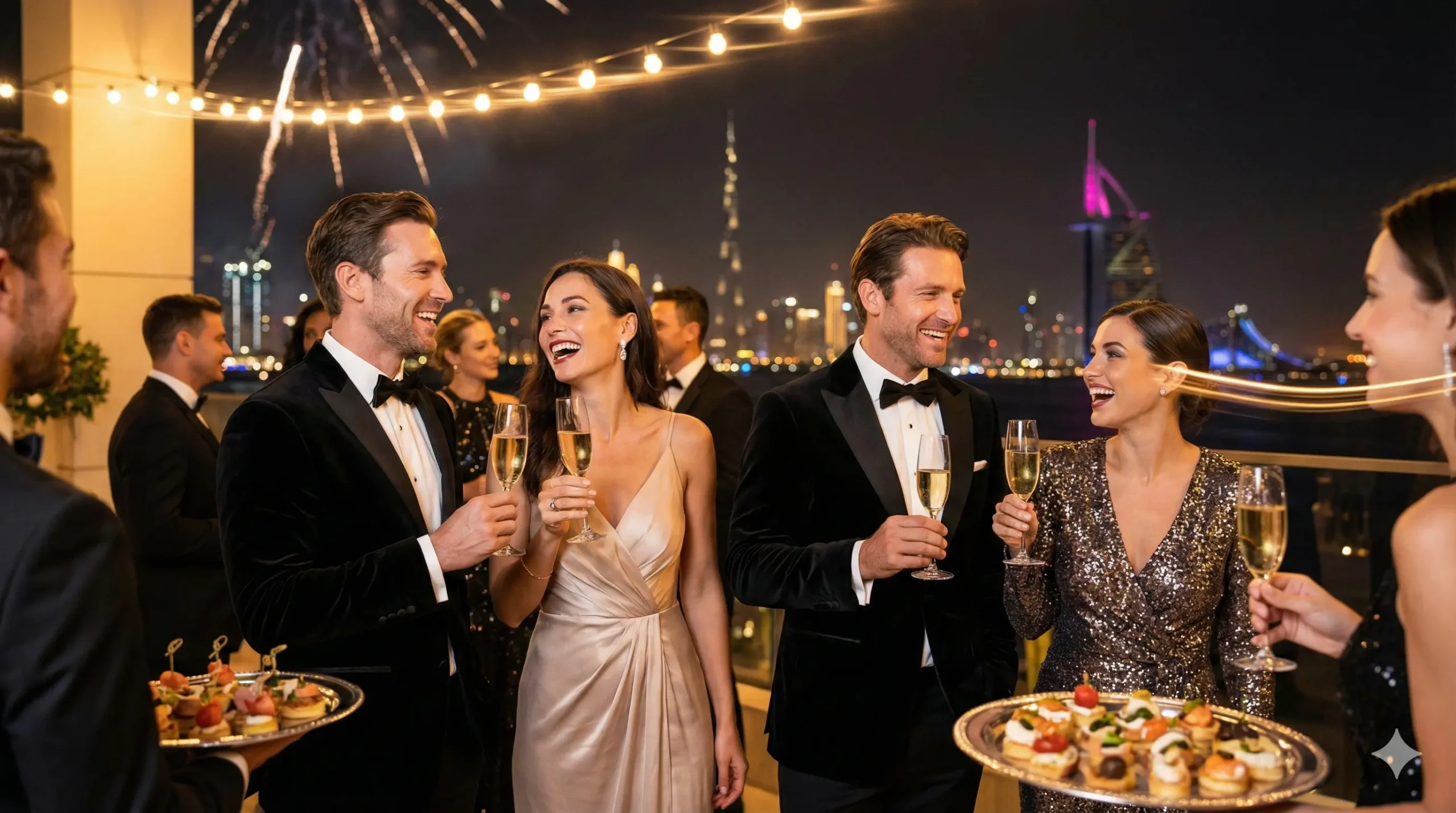 VIP guests celebrating at Atlantis The Royal NYE Gala Dinner.